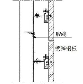 镀锌钢板防水方式的石材幕墙竖剖节点图